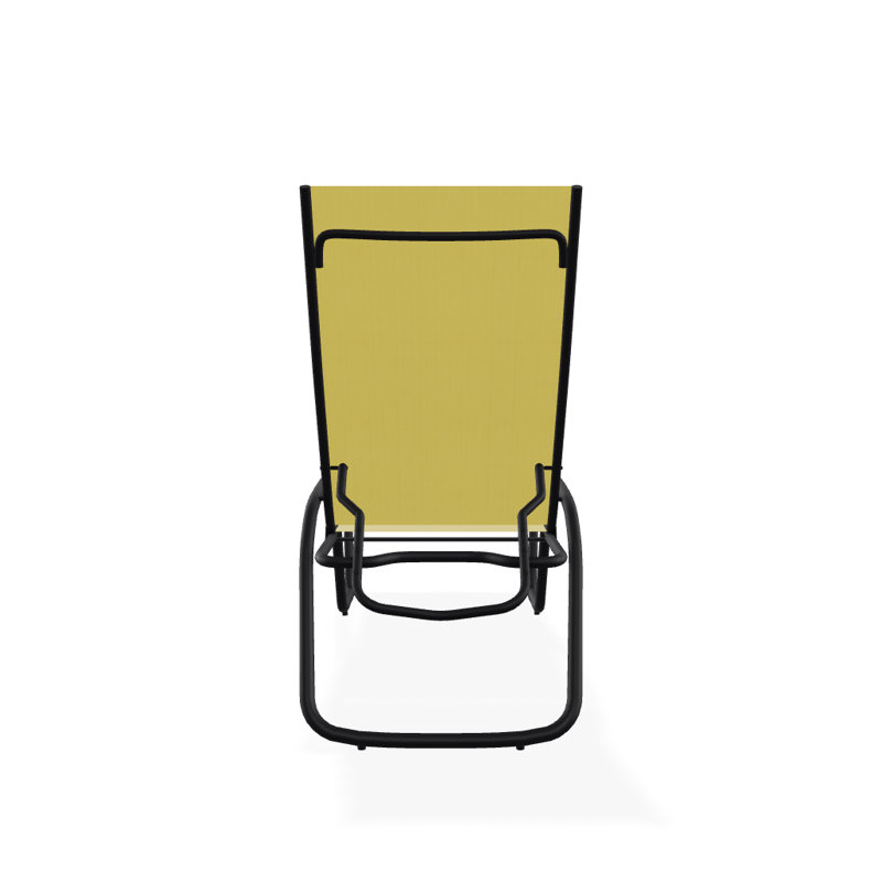 Outdoor Rust-Resistant Metal Chaise Lounge, Textured Black, Yellow 43D
