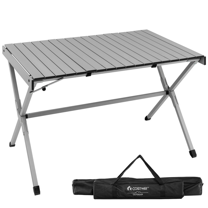 Table de pique-nique pliante en métal, Brun