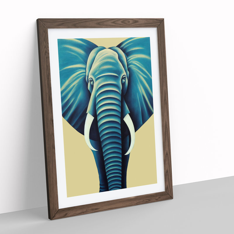 Majestic Elephant - Framed Print, 46cm H x 34cm W x 2cm D, Walnut