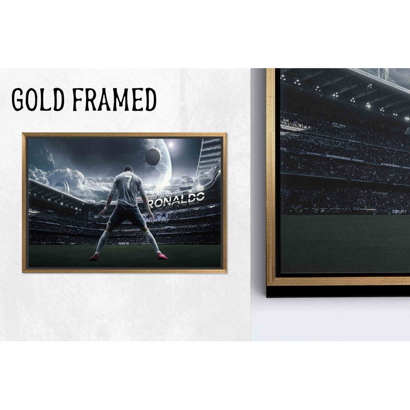 Art mural sur toile Cristiano Ronaldo: Football Sports Decor, 1P GoldFramed, 47,3 po H x 67 po l