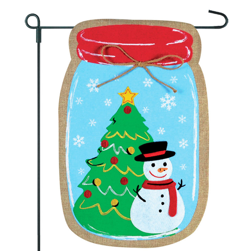 Mason pot de noël en toile jute à 2 côtés 18 x 13 po drapeau de jardin