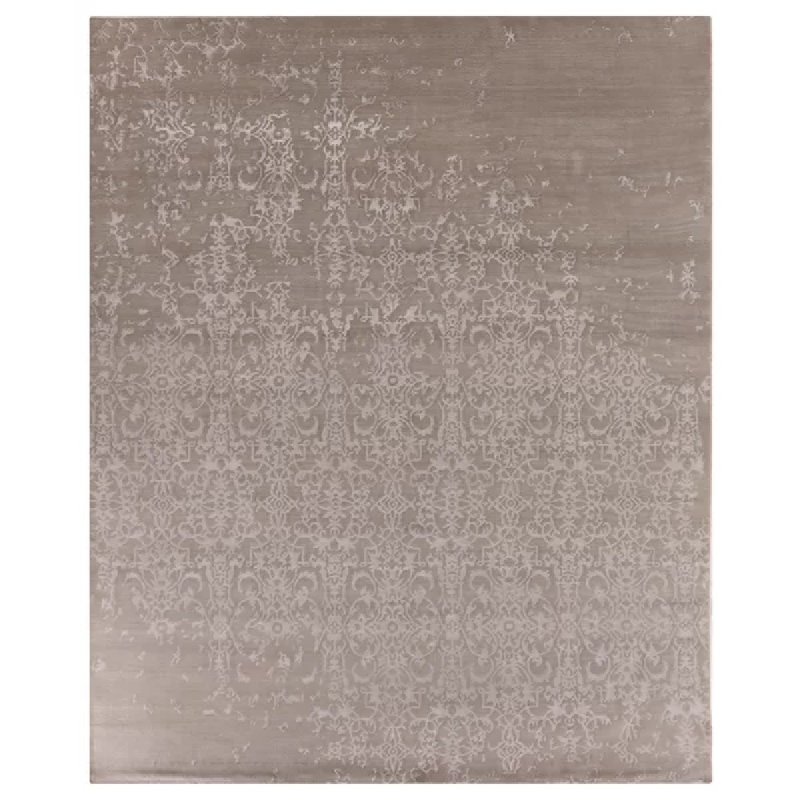 Damask Area Rug in Light Silver, Rectangle 9' x 12'
