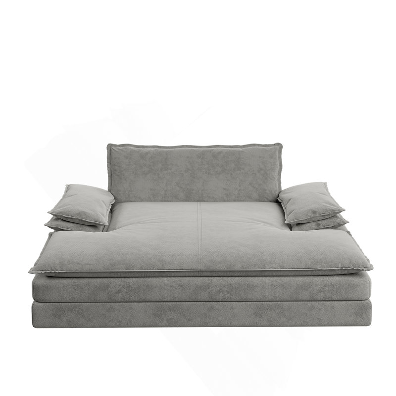Double chaise longue surdimensionnée rembourrée avec accoudoirs larges pour les salons, les appartements, Gris