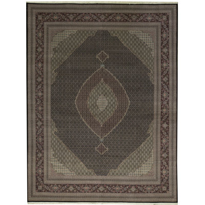 Hand-Knotted High-Quality Black and Wine Area Rug