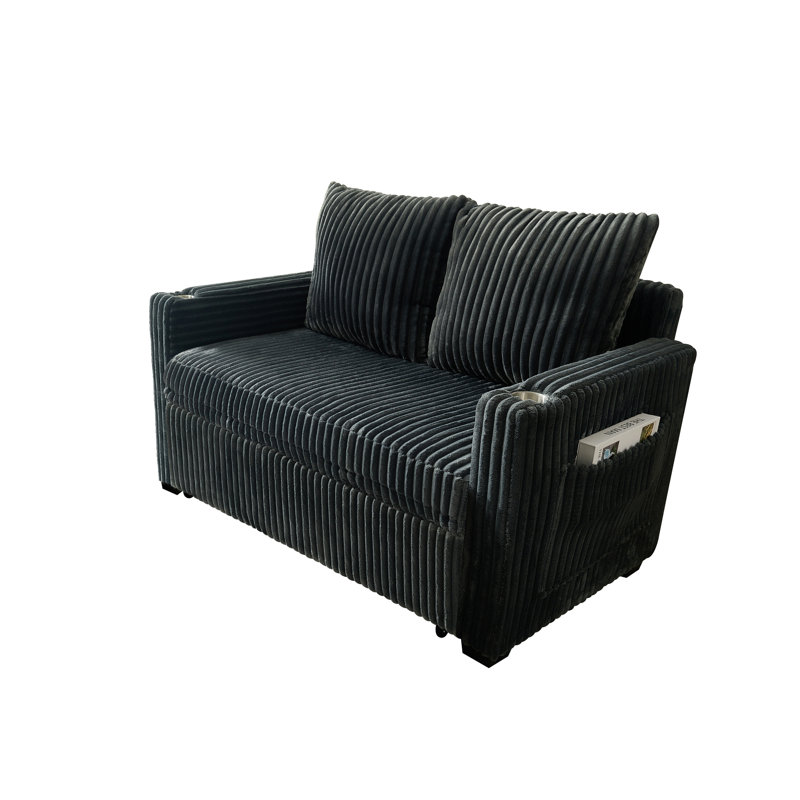 cushioned recliner sofa bed with USB charging function, Dark Gray
