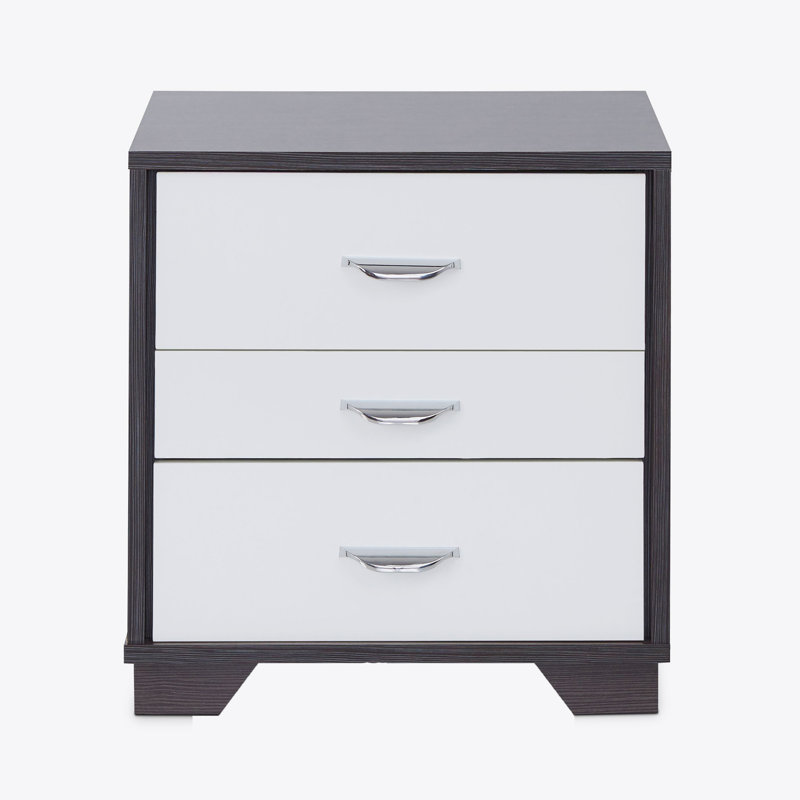 White and Black 3-drawer Rectangular Accent Table