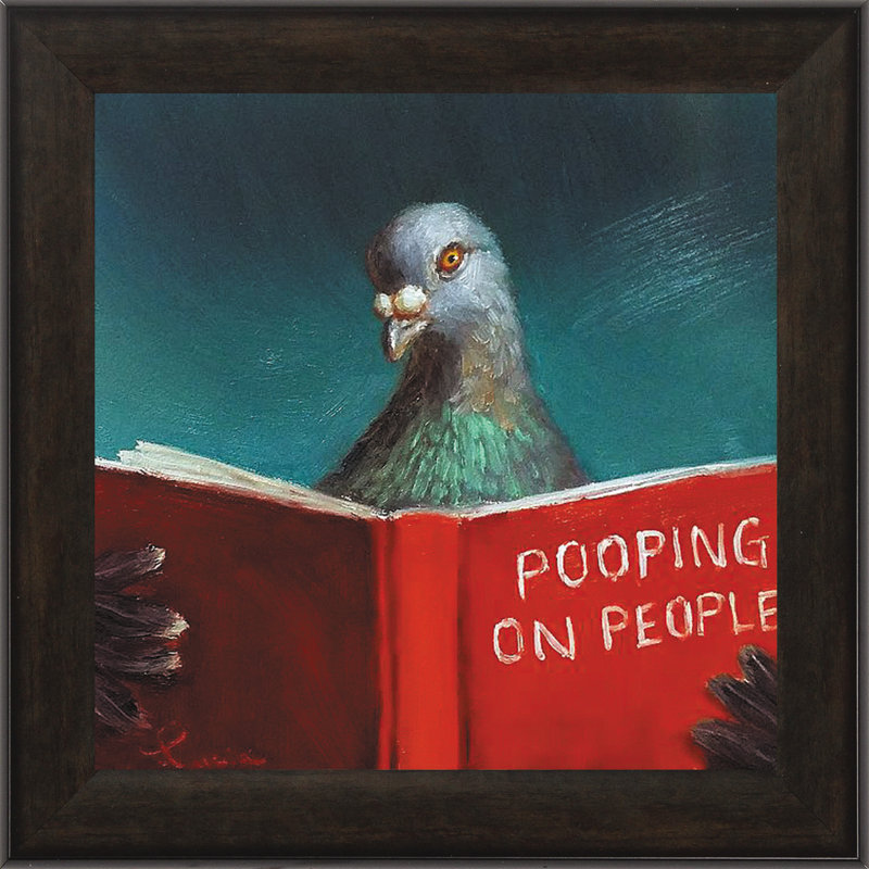 « pooping on people », reproduction de peinture à l’acrylique encadrée