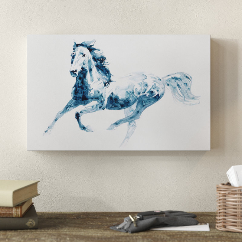 « saphir gallop ii », peinture sur toile tendue, H 30 po x l 47 po x P 2 po