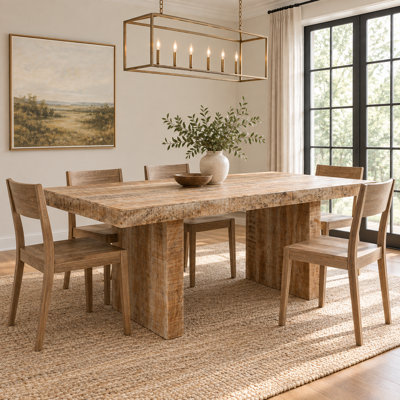 Mango Rectangular Solid Wood Top with Solid Wood Base Dining Table