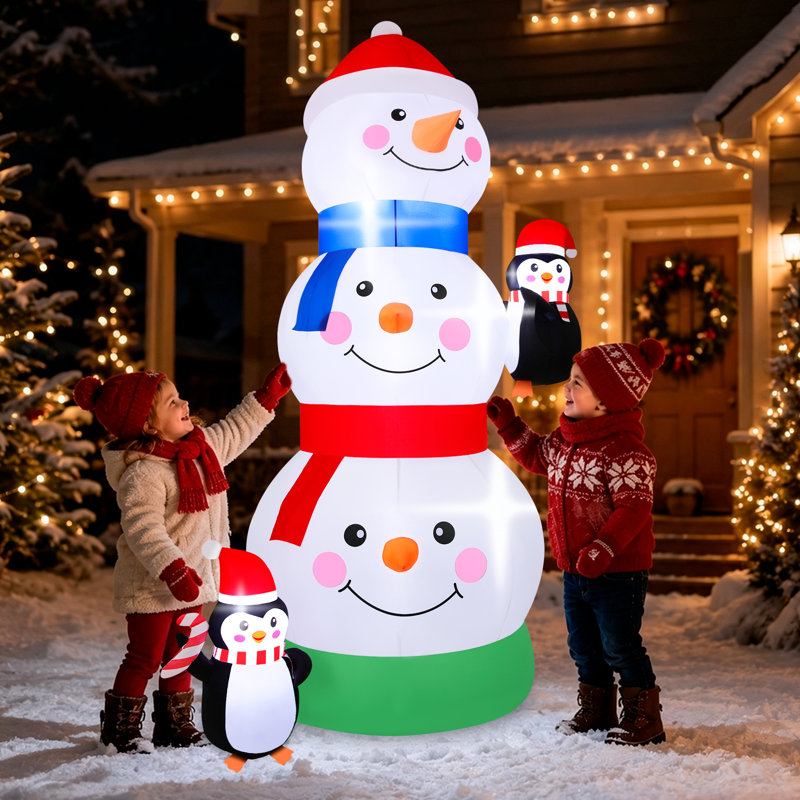 Décoration de jardin extérieur gonflable de bonhomme de neige 6 pi avec lumières à DEL intégrées, 10s, explosion rapide