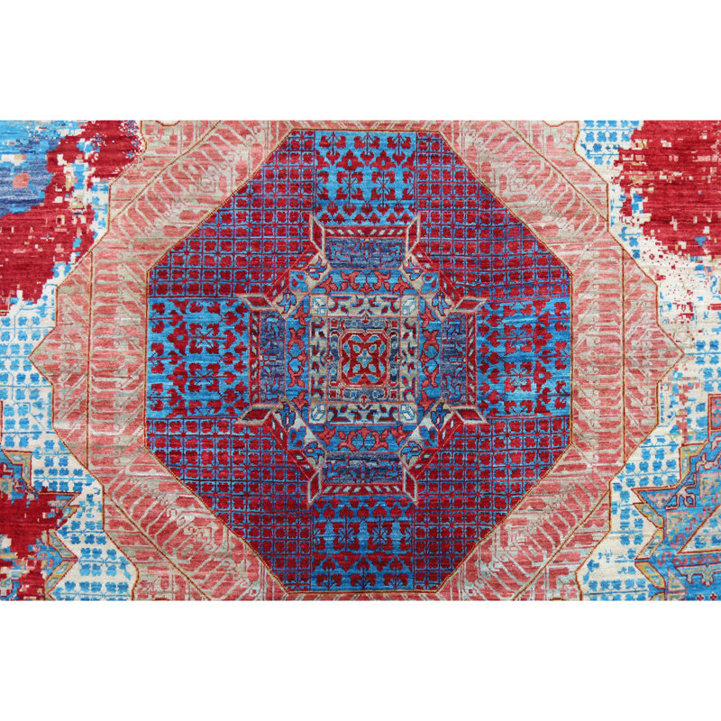 Hand Knotted Wool Area Rug in Multi