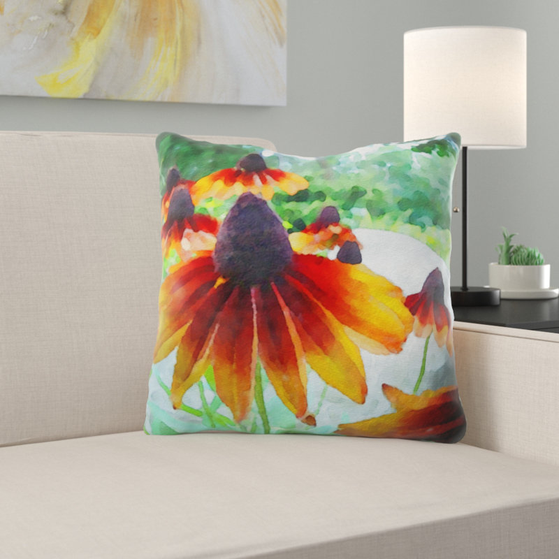 Housse et insert de coussin carré extérieur Cornflowers, Microsuède, Intérieur