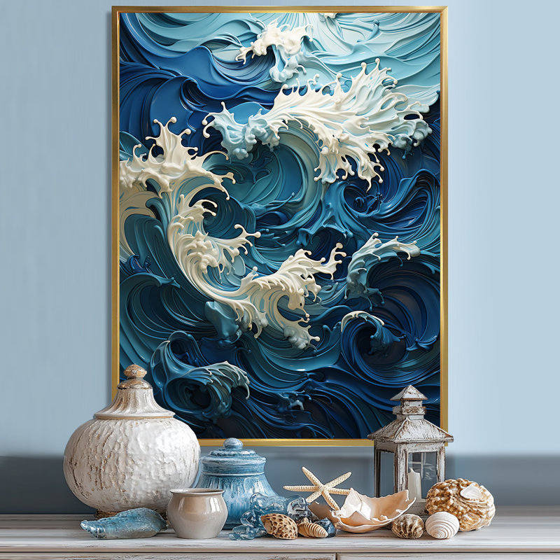 " Fantasy Oceanic Dreamscape I ", Black Floater Framed, 20" H x 12" W