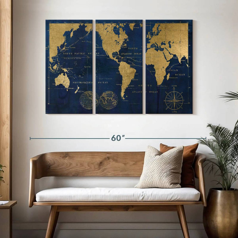 Carte du monde Aligo, H 32 po x l 50 po
