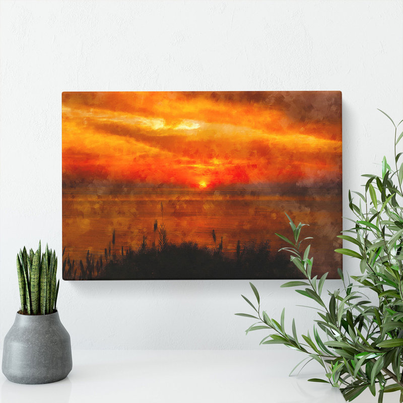 The Orange Sunset - Wrapped Canvas, 40cm H x 60cm W x 3cm D