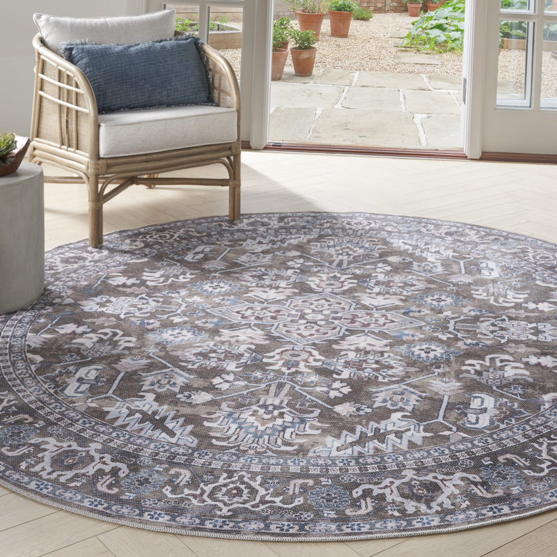 Washable Oriental Rug, Round 5'3"