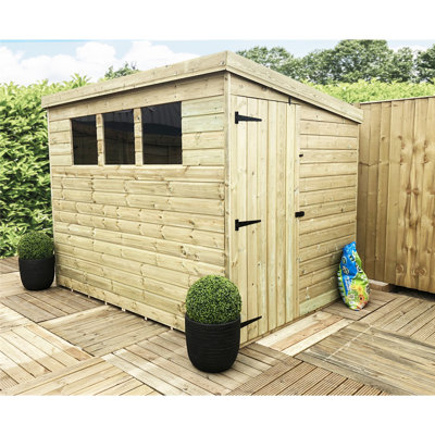 Quenton 7 ft. W x 6 ft. D Solid Wood Garden Shed
