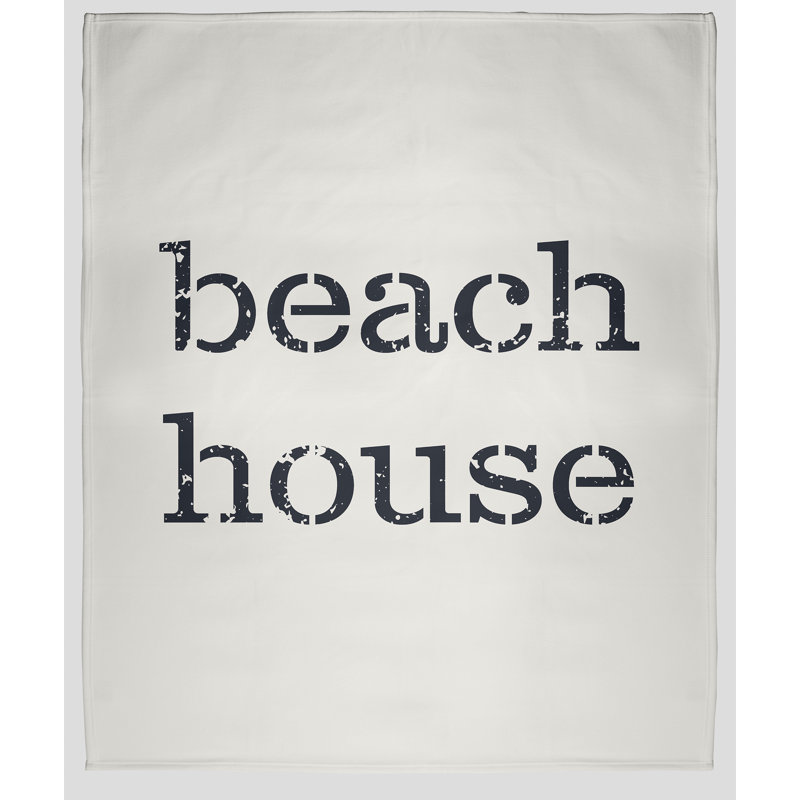 Beach Vacation Fleece Throw Blanket, 60" W x 80" L, White