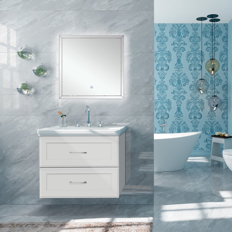 Rivas Flat Wall Mirror, 21.65" H x 23.62" W