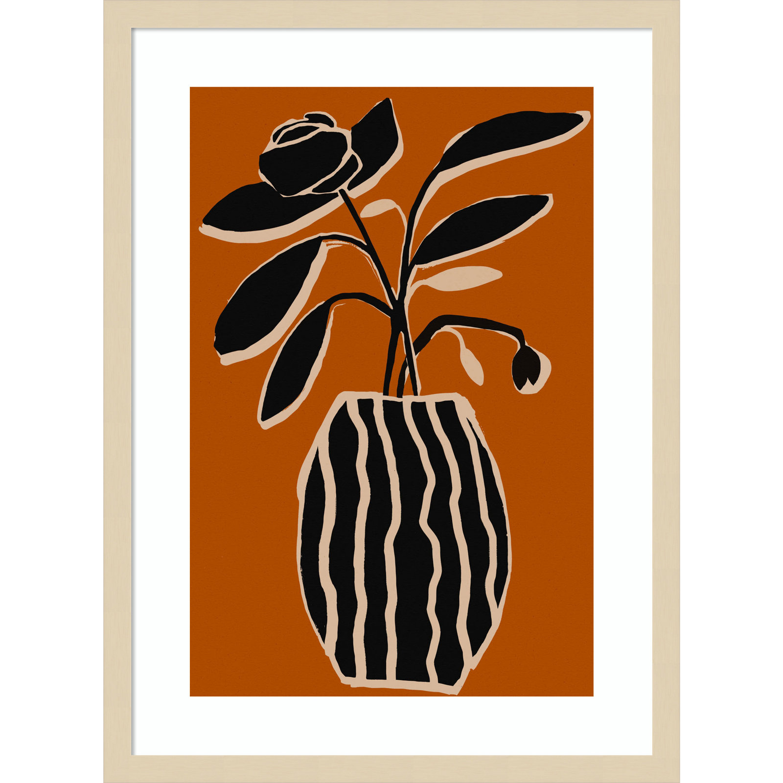 Ochre Still Life No 5 by Treechild, Brown Framed, 25" H x 19" W x 1" D