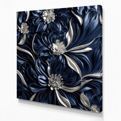 "Abstract Florals", art mural sur toile grise