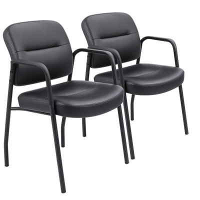 Chaises de réception de bureau de salle d'attente Tring, chaises d'invité en cuir avec accoudoirs