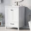 Meuble-lavabo 24 po avec évier, meuble-lavabo avec tiroir et portes, bois massif et panneau de fibres à densité moyenne, blanc