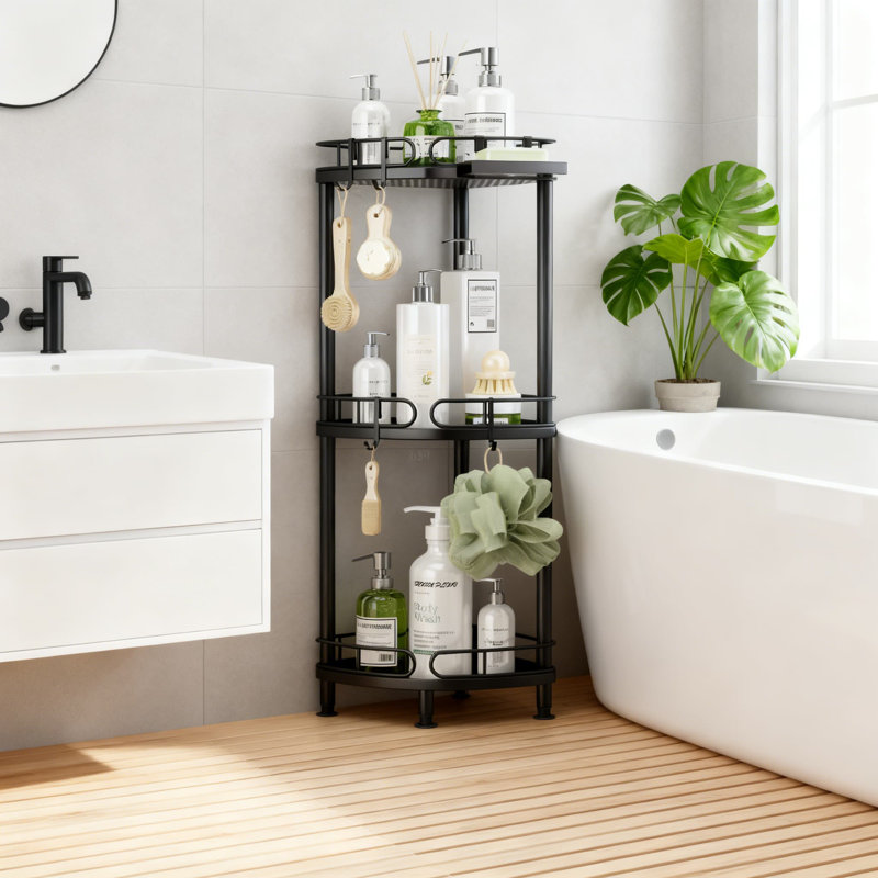 Organisateur de tablettes de salle de bain en coin en acier inoxydable antirouille à 3 niveaux