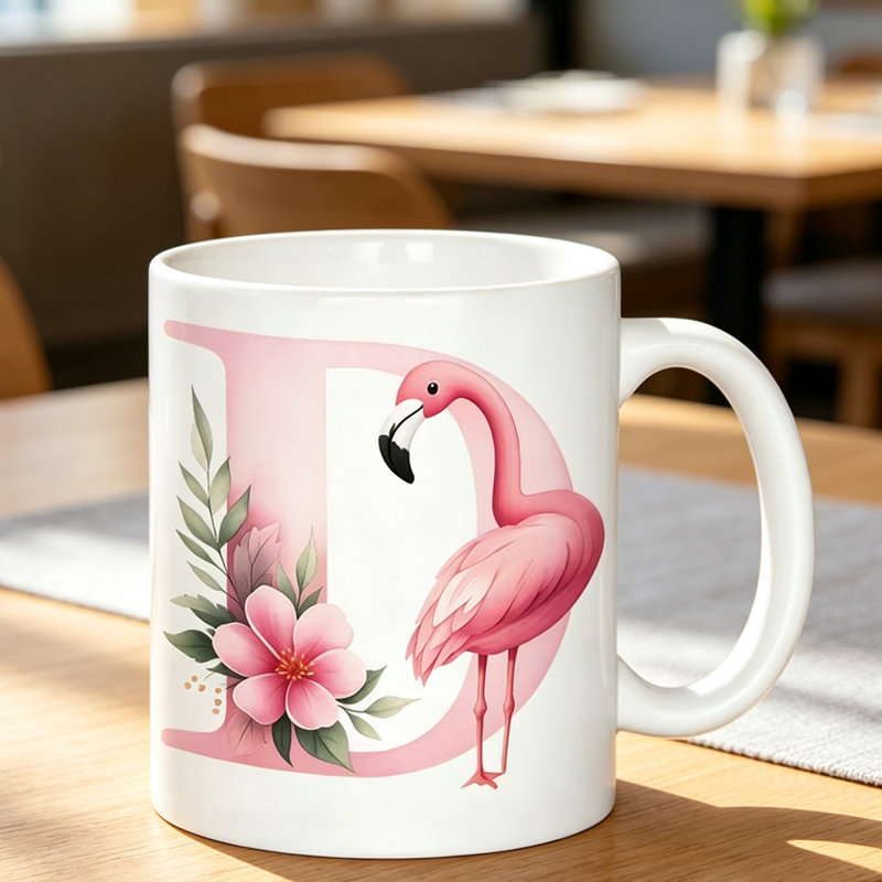 A Stylish Flamingo Ceramic Mug Perfect for Coffee, Tea, Or Milk. This Christmas Gift Is Ideal for Enjoying Beverages.