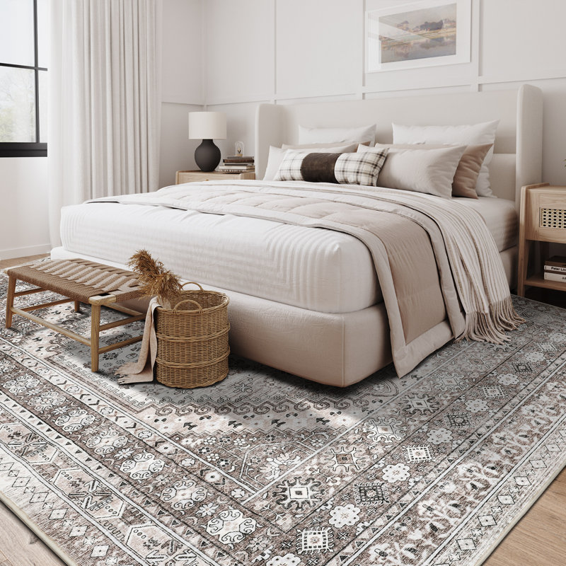Tapis lavable antidérapant Medallion (brun), Rectangle 5 pi x 7 pi