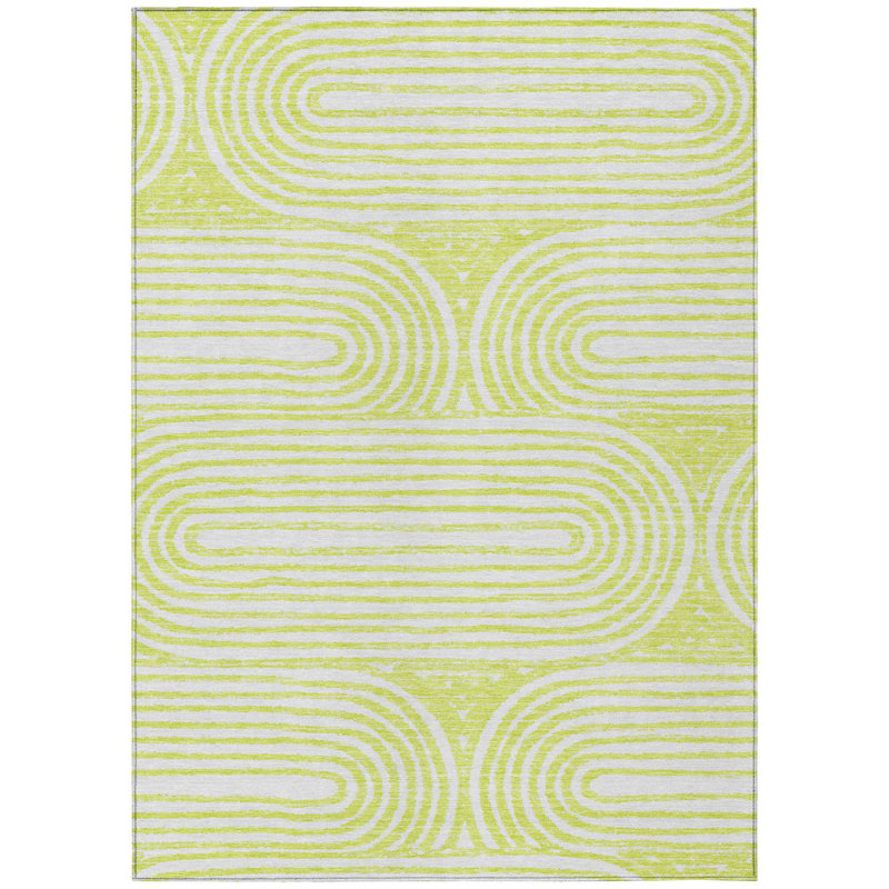 Tapis extérieur lavable abstrait vert et blanc HomeRoots 3 pi x 5 pi