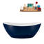 Baignoire de trempage autoportante en acrylique 75 "avec drain et plateau en bambou Streamline-90936591