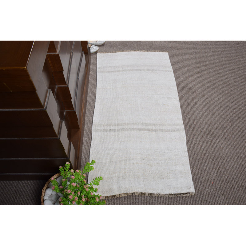 Handwoven Turkish Door Mat in Neutral Shades with Minimalist Bohemian Design for Entryway