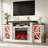 Farmhouse TV Stand for TVs up to 70'' With Electric Fireplace Included, Media Entertainment Center Console Table, Antique White-1414459836