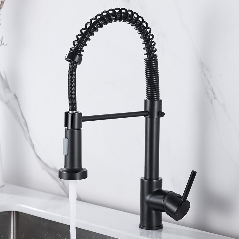 Uptap Pull Down Kitchen Faucet, Matte Black