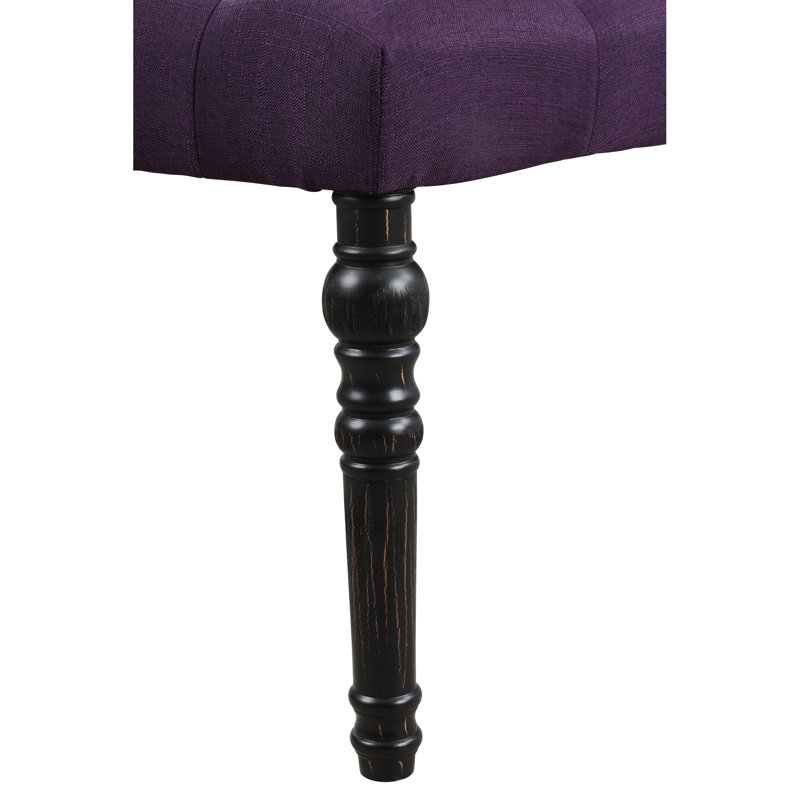 Banc de salle à manger mauve avec revêtement en tissu - structure en bois massif et finition noire: l 48 po x P 16 po H 19,5 po