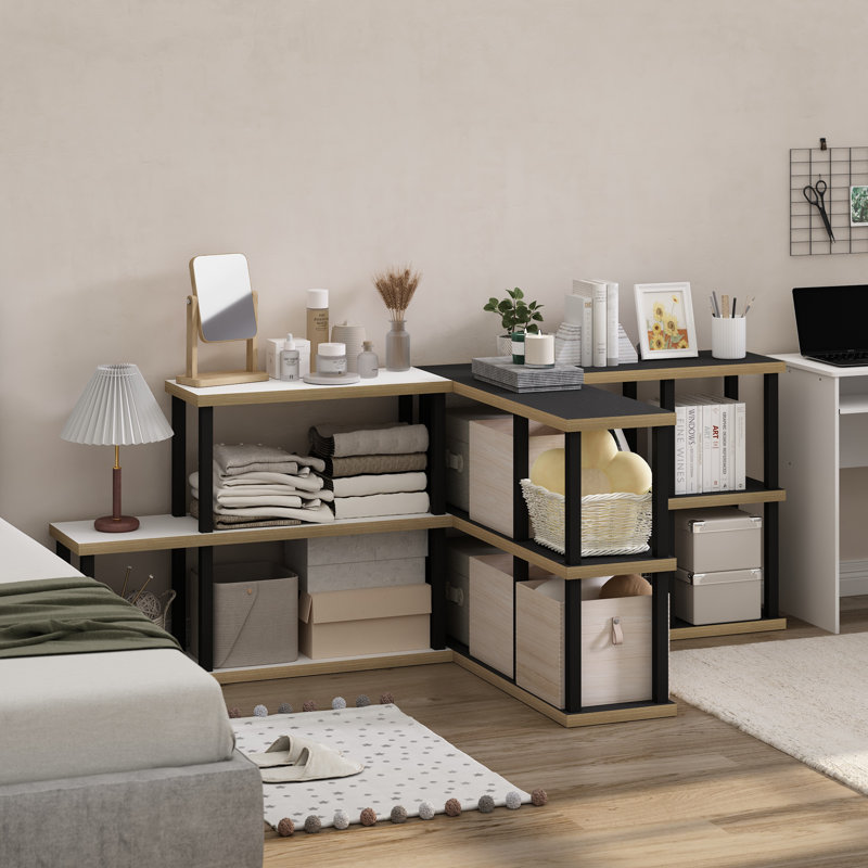 Elhanan Etagere Bookcase, White/Black