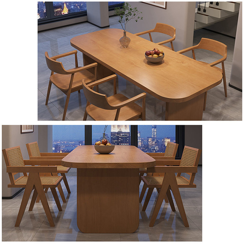 Ensemble de table à manger moderne et simple en bois massif., H 29,50 po x L 78,70 po x l 31,40 po, 9