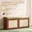 Banc de rangement pour chaussures avec siège rembourré, banc de rangement pour chaussures 2 portes en rotin pour entrée