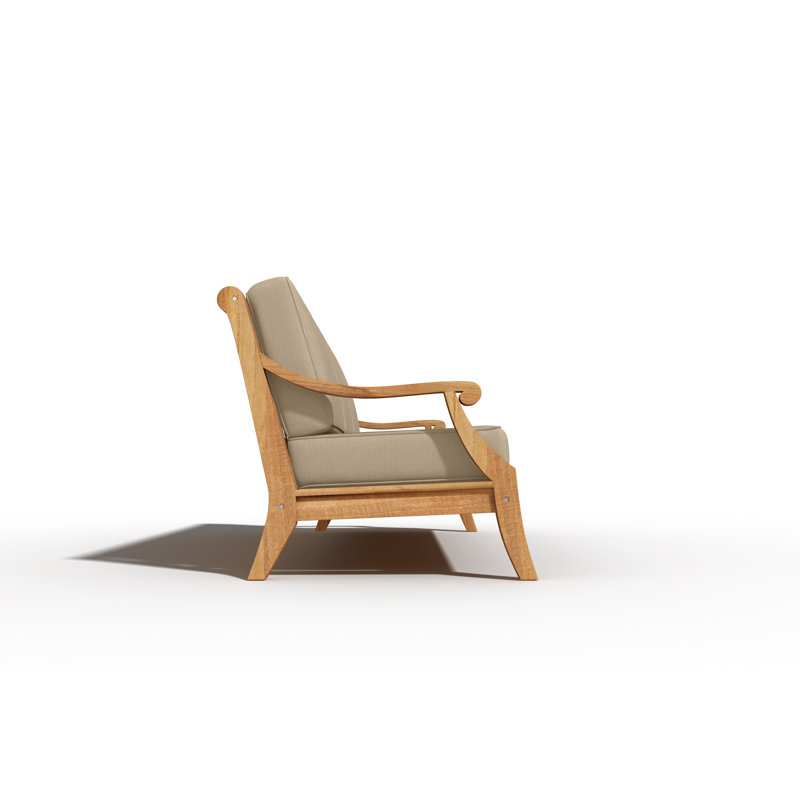Adrien 4-Piece Teak Outdoor Patio Set with Fawn Cushions