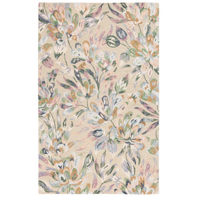 Lyia Hand Tufted Wool/Cotton Floral Rug in Blue/Green/Beige