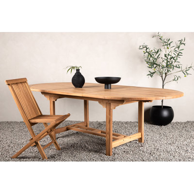 Giolou Rectangular Teak Solid Wood Extendable Outdoor Dining Table - 180 cm W 100 cm D