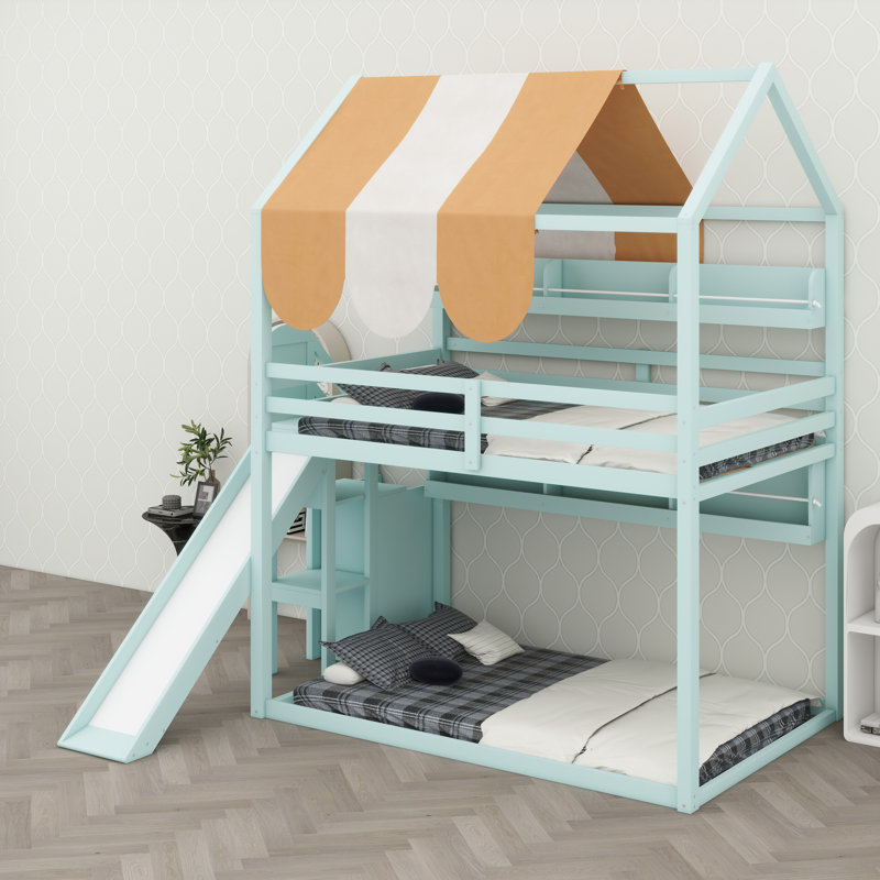 House Bed With Canopy, Light Green