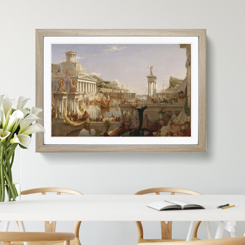 Course of the Empire Consummation by Thomas Cole - Picture Frame Painting on MDF, Oak Framed, 48cm H x 65cm W x 2cm D