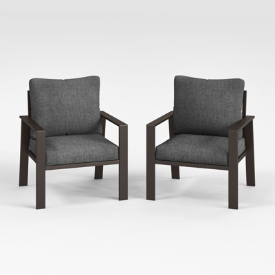 Outdoor Aluminum Sofa Patio Armchair with Cushions(Set of 2)