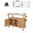 Wexley Modern Farmhouse Acacia Wood Outdoor Bar Cart with Marble-Effect Top, Storage Cabinet & Locking Casters