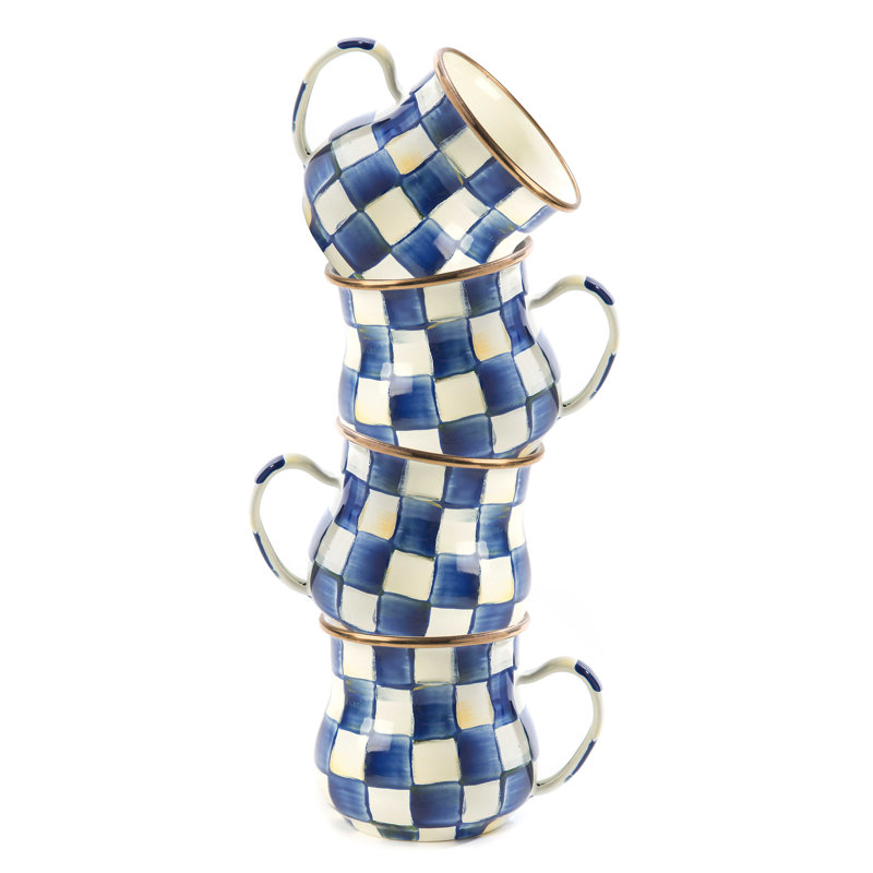 Sterling Check Mugs, Blue/White