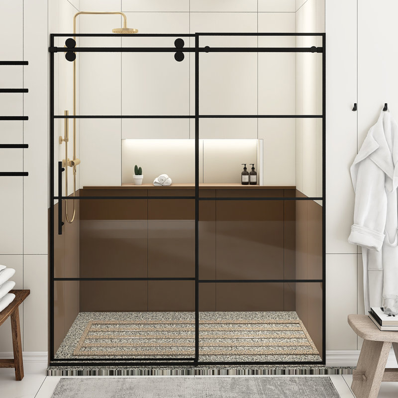 56'' - 60'' W X 72'' H Single Sliding Door Framed Shower Door