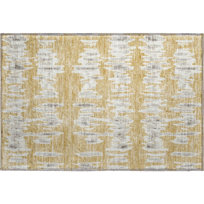 Premium Machine Washable Prisco Gold Rug