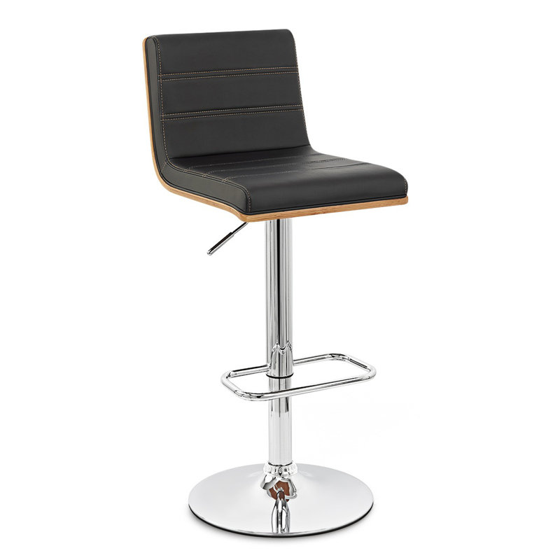 Swivel Upholstered Adjustable Height Counter Stool, Black